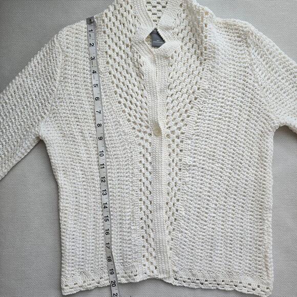 Ann Taylor Ivory Lace Crochet Sweater Cardigan Sz MP (710) - Picture 13 of 14